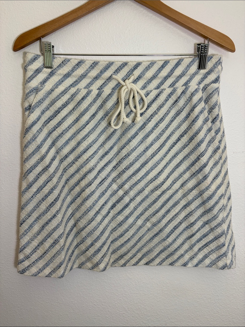 Lou & Grey Striped Blue & Cream Drawstring Skirt